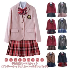 スーツ 女子 制服 5点セット 学生服 フォーマルスーツ 入学式スーツ 卒業式 スーツ 女子高生 スクール制服 JK制服 高校生制服 中学生 卒業式 入学式 通学 発表会 コスプレ衣装 ブレザー+シャ#sam1077