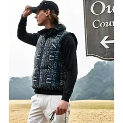 LUXEAKMPLUS×roar リュクスエイケイエムプラス ロアー コラボ 総柄ロゴ中綿ベスト メンズ 男性 アウター ゴルフ GOLF スポーツ 防寒