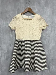美品 anatelier アナトリエ レース ボーダー ワンピース sizeS/アイボリー ■◆◎レディース