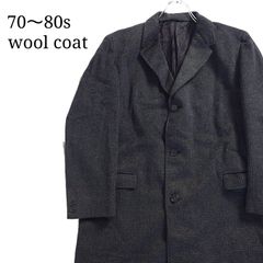 60s 70s 千鳥格子チェックコート ウールステンカラーコート