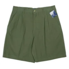 ベーシックエディションズ BASIC EDITIONS デッドストック 未使用 00s Y2K 2000年代 2タック チノショーツ 無地 定番 USA アメリカ ヴィンテージ 古着 ショートパンツ オリーブグリーン W34【中古】