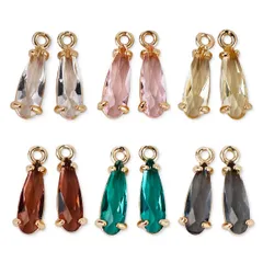 【人気商品】[MiYuffee] ガラスストーン カン付き 15mm しずく チャーム 細長い ラインストーン ペンダント ピアス アクセサリー パーツ 6色12個セット