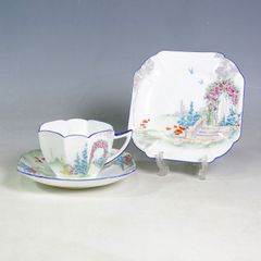 Shelley シェリー カップ＆ソーサー プレート トリオセット クイーンアン シェイプ ガーデン ゲート 訳あり