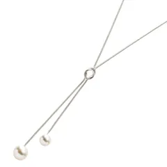 【シルバー×ワンサイズ】[Cream dot. クリームドット公式] ネックレス レディース  ロング 金属アレルギー ニッケルフリー ラリエット y字 スネークチェーン ノット 結び目 パール 大人 