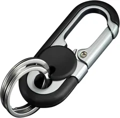 fogman キーホルダー おしゃれ リング アイシング 金具 車 カラビナ かっこいい( ブラック)