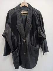 【中古ヴィテージ品】Laurice　レザーハーフコート　90ｓヴィンテージ　ブラックレザー