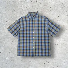 90s オールド GAP 紺タグ ブロックチェック ボタンダウン 半袖 ボックス シャツ XL