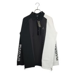 1PIU1UGUALE3 GOLF ウノピゥウノウグァーレトレ ゴルフ  L/S POLO STRIPE SWITCH ストライプ 長袖 ポロシャツ GRT191 POE437 6 XL ブラック/ホワイト