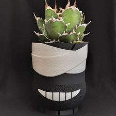 【包帯シュタイン君120】植木鉢 プランター スリット メッシュ 水捌け 通気 シンプル プラ鉢 アガベ 塊根 ハオルチア 多肉 観葉植物 創作 作家 メントリザムライ 3Dプリンター鉢 ジャイロイド ドライガーデン おしゃれ