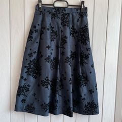 TS-46  フロッキー スカート 花柄 フォーマル フレア ロング 9AR フロッキーパイル セレモニー