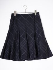 BURBERRY LONDONバーバリー ロンドン シャドーチェック ウールシルク マーメイドフレアスカート【36】【LSKA78637】