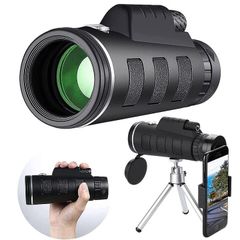 Monocular Telescope [40x60 High Magnification] Ultra-Clear, Smartphone Photography Compatible, Star Scope Monocular, Wide-Angle Lens, Long-Distance Photography, Easy Mounting, Holder Compatible with Smartphones 6-9cm Wide, Small Tripod with 1/4" Screw Head, Ideal for Live Events, Sports, Travel, and Hiking
