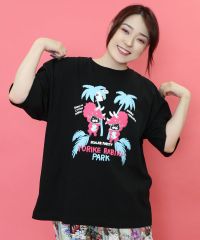 ScoLar（スカラー）花ラビル宇宙柄 ケミカル加工デニムスカート