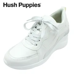 Hush Puppies ハッシュパピー レディース  スニーカー L6012FT ホワイト カジュアル ウェッジソール 6cmヒール 幅広 3E 軽量 おしゃれ 紐靴