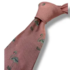 POLO by Ralph Lauren ポロ バイ ラルフローレン フラミンゴ柄シルクネクタイ ピンク アメリカ製 USA製 シルク100% メンズ ゴーゴー古着マルイ草加店 鴻352Y