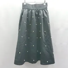 ◇ ⊇ MAISON DE REEFUR メゾンドリーファー パールビジュー ロング フレア スカート サイズM ブラック レディース E  【1504240015873】