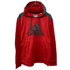adidas ロゴ スウェット パーカー M マルチカラー レッド×チャコールグレー アディダス 裏起毛 フリース 古着卸 アメリカ仕入 a709-5809