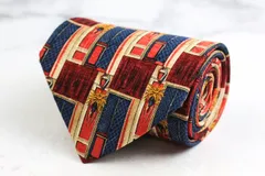 エルメネジルドゼニア ブランド ネクタイ 総柄 花柄 格子柄 シルク イタリア製 PO メンズ レッド Ermenegildo Zegna 【中古】