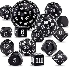 Yavoluy 多面体ダイス サイコロ 15点セット 100面ダイス 百面ダイス D3-D100球形RPGダイス 多面体サイコロ テーブルゲーム ボードゲーム RPG パーティー用品 (ホワイト)