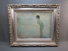 複製画　ポール・シャバ　「九月の朝」 F6号　裸婦　額装品
