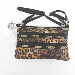 レスポートサック LesportSAC ポシェット ショルダーバッグ ハンドバッグ ポーチ 3way 3段 斜め掛け ヒョウ柄 レオパード柄 茶 黒 ブラウン ブラック