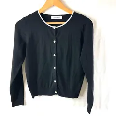 ミッシュマッシュ MISCH MASCH カーディガン  長袖 無地 ショート丈 花 ビジューボタン 丸首 黒 Mサイズ 2025072200149