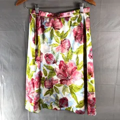 ユキトリイ YUKI TORII  スカート 花柄 裏地付き 日本製 ファスナー ピンク 緑 白 水色 40サイズ 963737