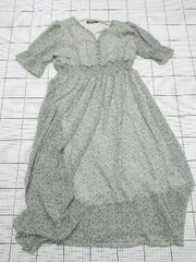 ◇ ⊂ スプレイ 花柄 半袖 ロング丈 ワンピース サイズ表記なし グリーン系 レディース E  【1508250001734】