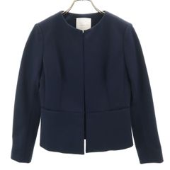 美品）ESTNATION ノーカラージャケット ネイビー 36（S）紺 - メルカリ