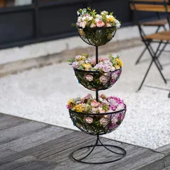 メルカリ　丸皿・パイン皿❤❤アイアンスタンド　　㉓ 植木鉢スタンド アイアンスタンド 5個 花台 フラワースタンド