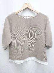 ◇ ⊂ green label relaxing UNITED ARROWS レイヤード風 五分袖 ブラウス カットソー ベージュ レディース P  【1407100017270】
