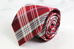 タカキュー ブランド ネクタイ シルク チェック柄 PO メンズ レッド TAKA Q 【中古】