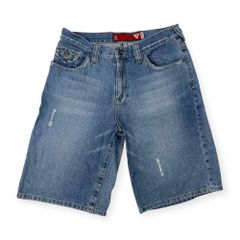 90s GUESS JEANS ゲス ジーンズ ダメージ加工 デニム ハーフパンツ ショートパンツ サイズ 31 /インディゴ
