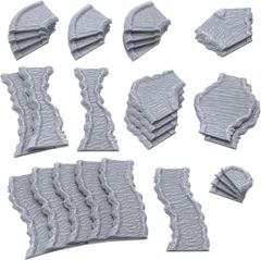 モジュラー水路、28mmミニチュア用の3Dプリント卓上RPG風景とウォーゲーム地形