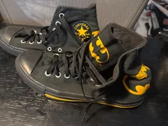 超レア 00s　海外限定モデル　US CONVERSE ALL STAR HI ALLBLACK BATMAN  コンバース　バットマンコラボ　25.5cm USA  スニーカー　メンズ　レディース　ユニセックス　古着