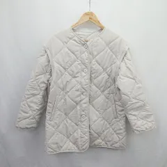 ◇ ⊇ GU ジーユー キルティング 袖部分取り外し可能 長袖 コート サイズM オフホワイト系 レディース E  【1507030016296】