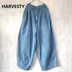 HARVESTY ハーベスティ　デニム　サーカスパンツ　ワイドパンツ　イージーパンツ　サイズ2　L　LL　XL　ブルー　ライトブルー　青　大きいサイズ　大きめ　ゆるダボ　総ゴム　綿100％　日本製