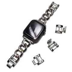 【新品】 Royce&Roland Apple watch バンドチェーン/メタル シルバー (40mm 41mm 42mm) 長さ調整 工具不要/アップルウォッチ 鎖 時計 ベルト (Series 11 10 9 8 7 6 5 4 SE Ultra)  1