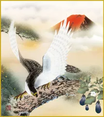 色紙  色紙掛けなし 色紙絵  和風 一富士二鷹三茄子  モダン 掛軸 床の間 和室 おしゃれ 壁掛け 絵