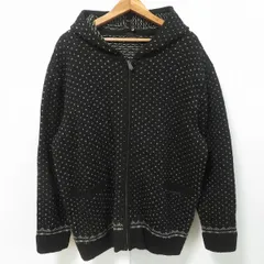 #wnc パパス Papas ブルゾン ニット セーター L 黒 グレー ジップアップ ハート柄 ロゴ フード付き メンズ [947045]のサムネイル
