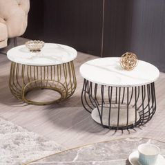 non様】ネストテーブル 大理石 ウッド セラミック 幅60cm＋45cm - メルカリ