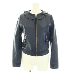 ランバンオンブルー LANVIN en Bleu レザージャケット アウター フリル ラムレザー 36 S 紺 ネイビー 3686211 /YTのサムネイル