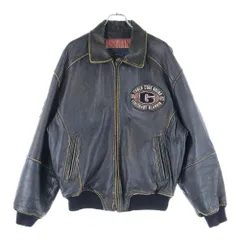 GUESS (ゲス) 90S VINTAGE LEATHER JACKET ヴィンテージ ワッペン刺繍 ジップアップレザージャケット ブラウンのサムネイル