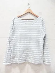 UNIQLO ユニクロ ボーダーボートネックT 長袖 グレー系 Mサイズ 241-413681