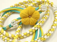 平和屋着物●和装小物　振袖用帯締め　装飾　ちりめん細工　パール　金糸　逸品　未使用　AAAW3360ay