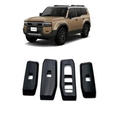 新品 MEKOMEKO トヨタ 新型 ランドクルーザー 250系専用 パワーウィンドウ スイッチ カバー ドア ウィンドウ ボタン ドアスイッチパネル インテリアパネル 内装 パーツ アクセサリー ABS樹脂製 4PCS LAND CRUISER 2024年～