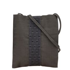 エルメス エールライン 斜め掛け ショルダーバッグ ポシェット グレー ブラック キャンバス レディース HERMES【1-0228636】