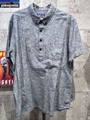 パタゴニア ヘンプ/コットン ハーフボタン 半袖 シャンブレーシャツ L プルオーバー Patagonia 麻綿 53165SP15