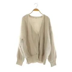 ナイスクラップ NICE CLAUP 23SS チュール重ねロングカーディガン ニット 長袖 Vネック オーバーサイズ F ライトグレー /MY ■OS