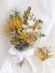 #19　ドライフラワー　ブーケ　ブートニア　ウェディング　花束　ミモザ　スワッグ 19 ドライフラワー ウェディング ブーケ ブートニア スワッグ
